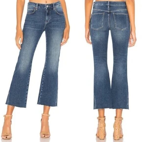 Free People High Rise Rita Cropped Blue Jeans Denim Bootcut Flare Women's 28 - Picture 1 of 10